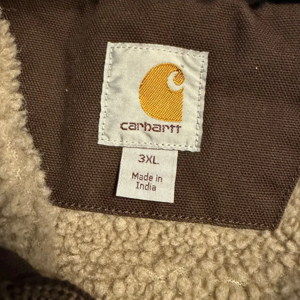 Carhartt Hooded Sherpa Lined Canvas Workwear Heavy Duty Utility Jacket Men 3XL